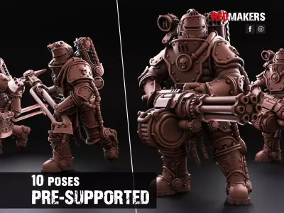 Solar Guard - Squad with Power Axes and Rotor Cannons 3D print model