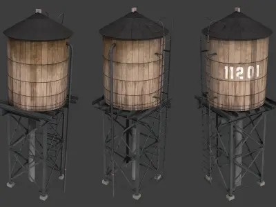 New York Water Tank Low-poly 3D model