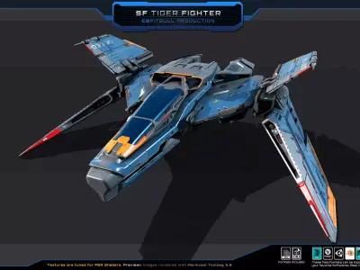 SF Tiger Fighter Low-poly 3D model