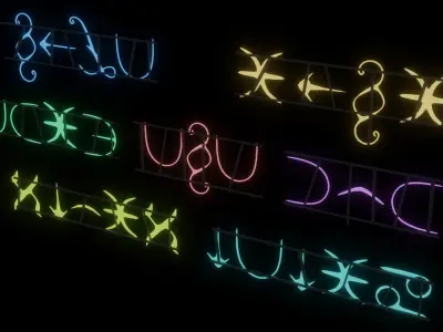 Sci-Fi Neon Signs  Low-poly 3D model