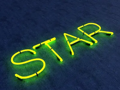 Star Neon Sign Low-poly 3D model