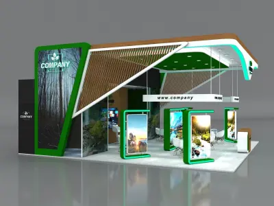 Booth Exhibition Stand Stall 10x10m Height 500 cm 3 Side Open 3D model