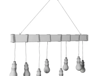 Tomas Black Wood Grain Kitchen Island Light Pendant 3D model