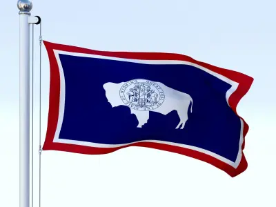 Animated Wyoming Flag Low-poly 3D model