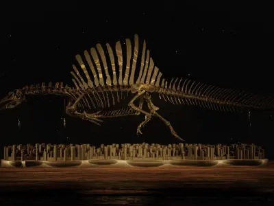 Spinosaurus Diorama Swimming Skeleton 3D print model