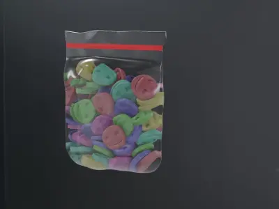 Small Ecstasy Bag and pills Low-poly 3D model