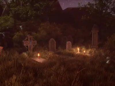 Abandoned Graveyard Low-poly 3D model