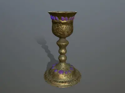 Chalice 1 gold vase with paint Low-poly 3D model