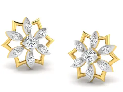 Rose Gold Diamond Women Earring 3D print Model 3D print model 21