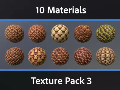 10 Materials Skin Alien Seamless PBR Pack 3 Texture