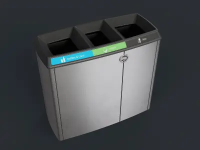 Street Trash Can 21 PBR Game Ready Low-poly 3D model