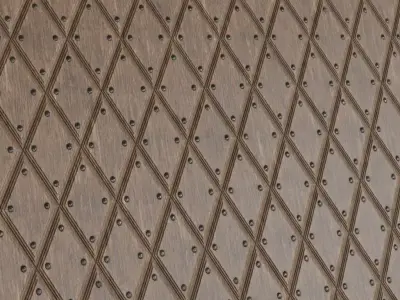 Diamond Pattern Studded Medieval Wood Panels PBR Seamless Texture