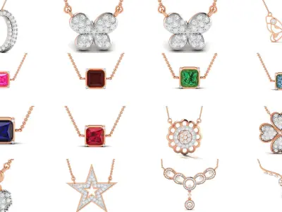 76 Light Weight Diamond Necklace 3dm renders details 3D Model Pack