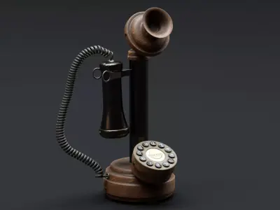 Vintage Wooden Telephone 2 3D model