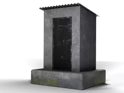 Old style traditional concrete outdoor toilet Low-poly 3D model
