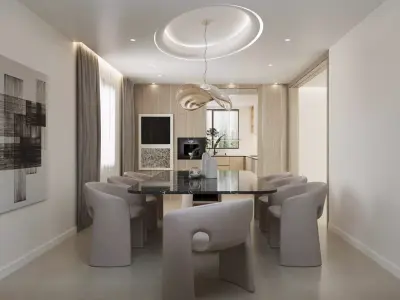 Modern High End Villa  Living Room Kitchen Dining Bathroom 3D model