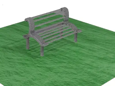 Stone Garden Bench Low-poly 3D model