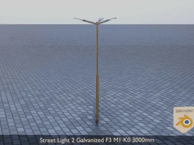 Street Light 2 Galvanized F3 M1 K0 3000mm Low-poly 3D model