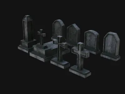 Tombstone set Low-poly 3D model