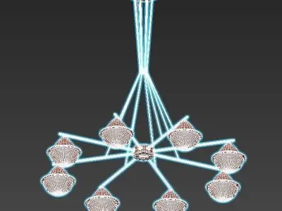 chartres chandelier with nine lights in brass and glass 3D model
