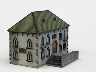 Building stone with roof Low-poly 3D model