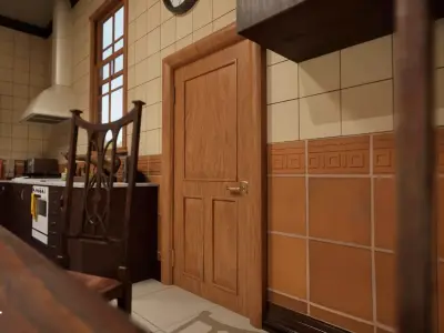 Wooden Door Low-poly 3D model 9