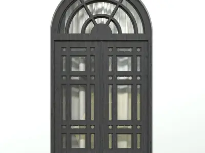 Arched wooden windows 3D model
