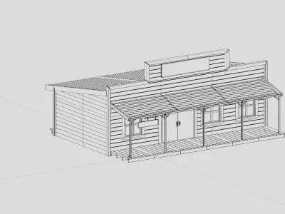 american wildwest cowboy town building  Low-poly 3D model