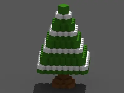 Xmas Tree Voxel - 4 Low-poly 3D model