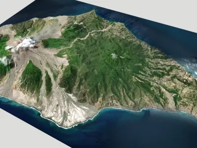 Montserrat  island Caribbean 3D model