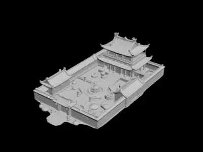  courtyard snow scenery 3D model