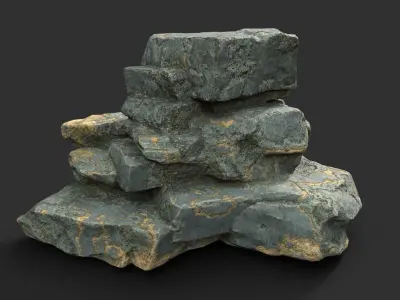 Low poly Big Rock Formation Pack 200928 - Limestone Low-poly 3D model