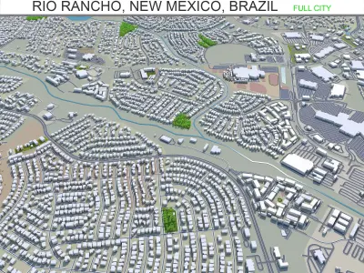 Rio Rancho New Mexico 40km Low-poly 3D model