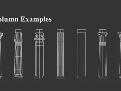 Ancient Egyptian Columns Kit Low-poly 3D model