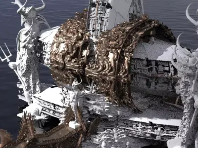 Ocean Cyberpunk Atlantis Deep city ring  Kit bash 3D model