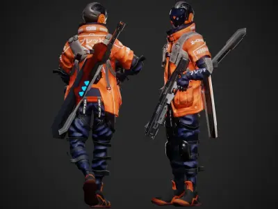 Cyberpunk Bled Robot Low-poly 3D model