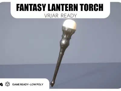 Fantasy lantern torch - game ready Low-poly 3D model