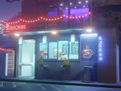 anime shop made in blender Low-poly 3D model