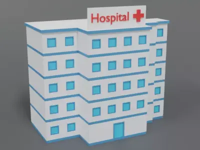 Low Poly Cartoon Hospital Low-poly 3D model