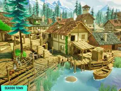 FANTASTIC - Seaside Town Low-poly 3D model