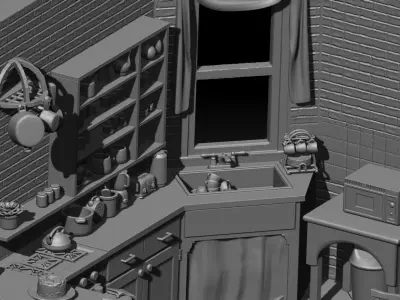 3d printable Friends diorama-monica gellar kitchen  3D print model