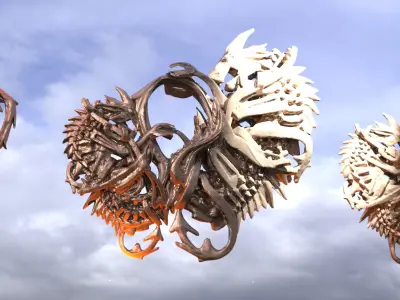 Serpent Stone rock 3 versions  3D model