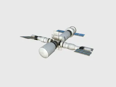 Satellite F07 Dirty Blue - SciFi Space Design Low-poly 3D model