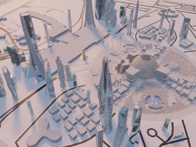 Future city Dubai expo  2022 Low-poly 3D model