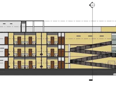 Hospital with interion beds and desks 3D model