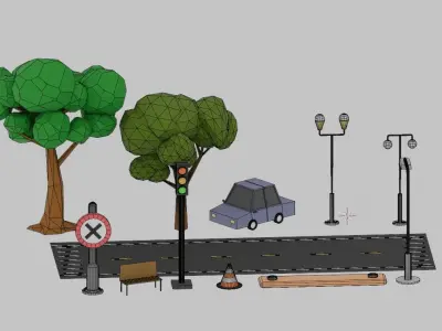 Street assets 2 Low-poly 3D model