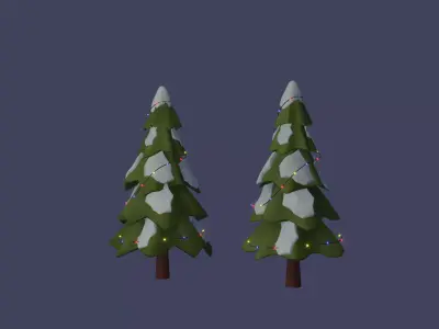 Trees covered in snow 3D model