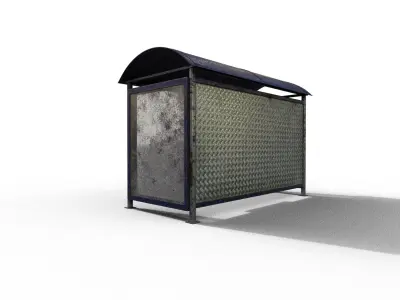 Old modern bus stop Terror Low-poly 3D model purchase