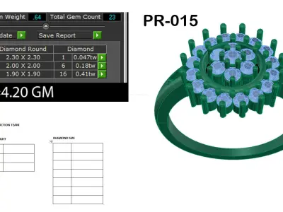 Light Weight Yellow Gold Diamond Ring  -PR-015 DIA 3D print model