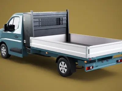  Renault Master Tipper Flatbed V2 Truck PBR Textured 3D Model 